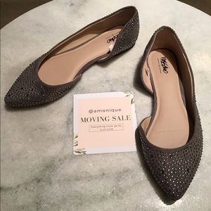 gray rhinestone flats
